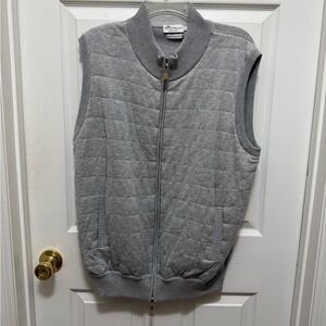 Peter Millar Light Gray Ribbed Collar Sweater Vest